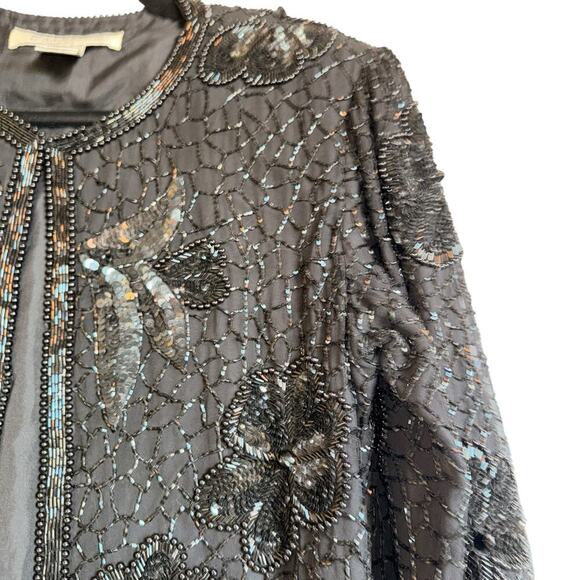 Vintage‎ Niteline Della Roufogali Silk Beaded Evening Jacket Glam Party Formal - Picture 6 of 16